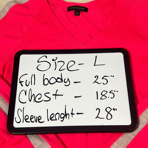 Banana Republic Extra Fine Merino V Neck Sweater Bright Pink Size L - Picture 11 of 11